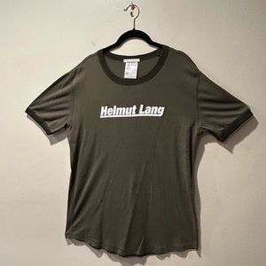 Helmut Lang designer brand branded mens T-shirt logo menswear casual, size large